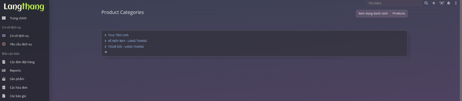 Khởi tạo Danh mục