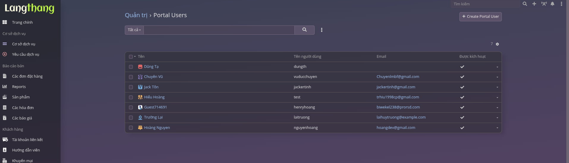 Khởi tạo tài khoản portal