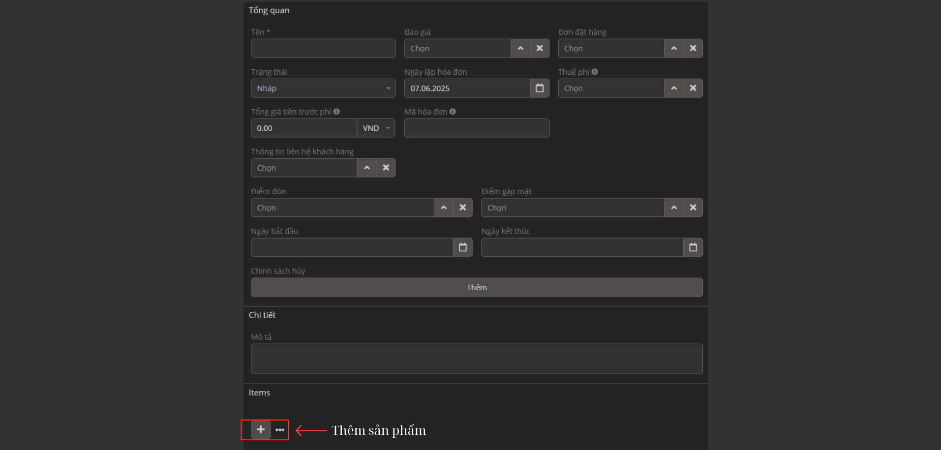 Tạo từ đơn hàng