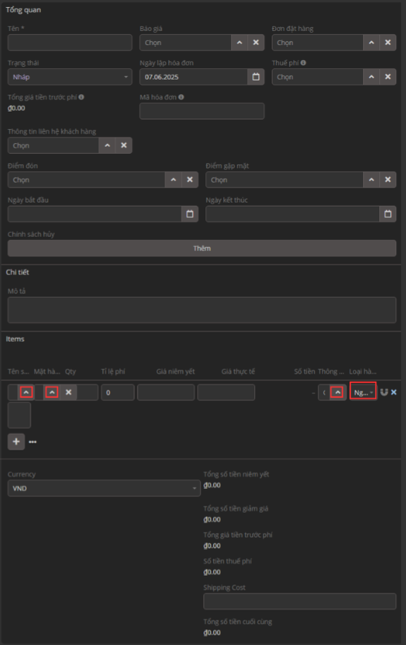 Tạo từ đơn hàng