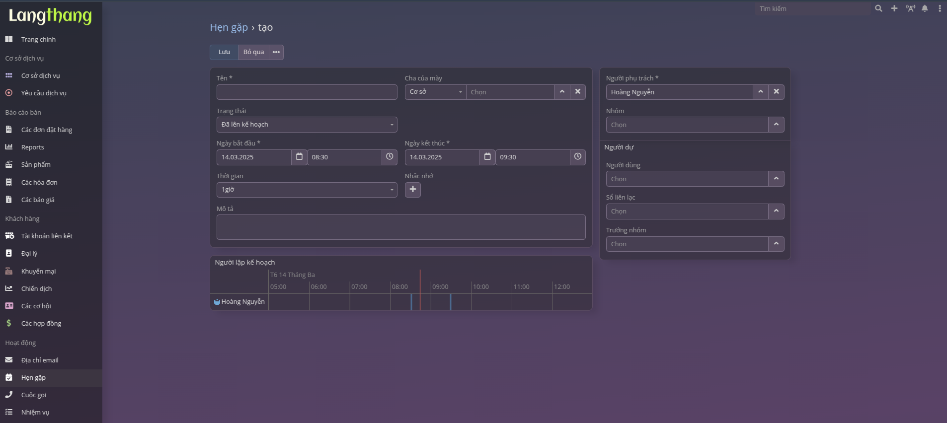 Khởi tạo cuộc hẹn