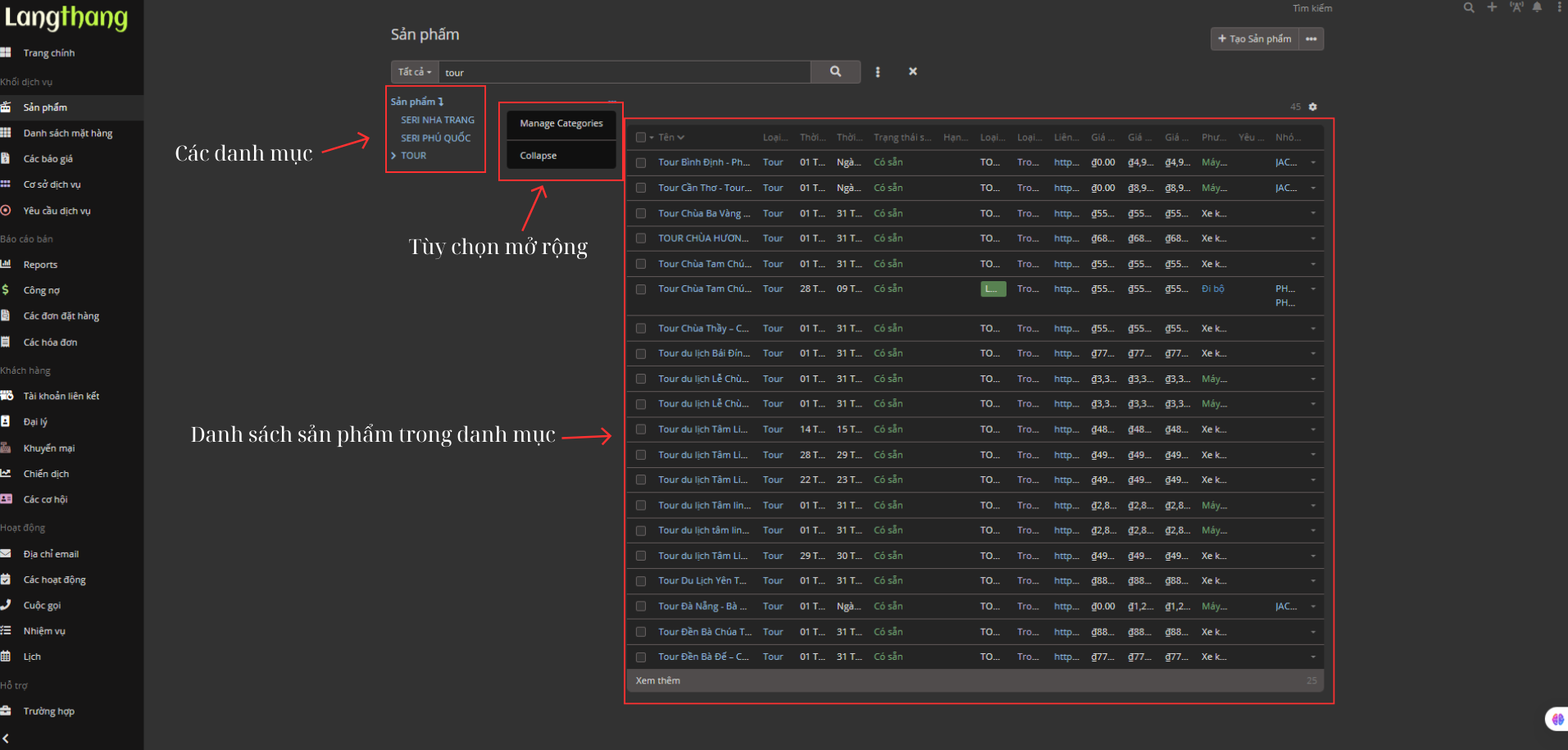 Màn hình tạo sản phẩm