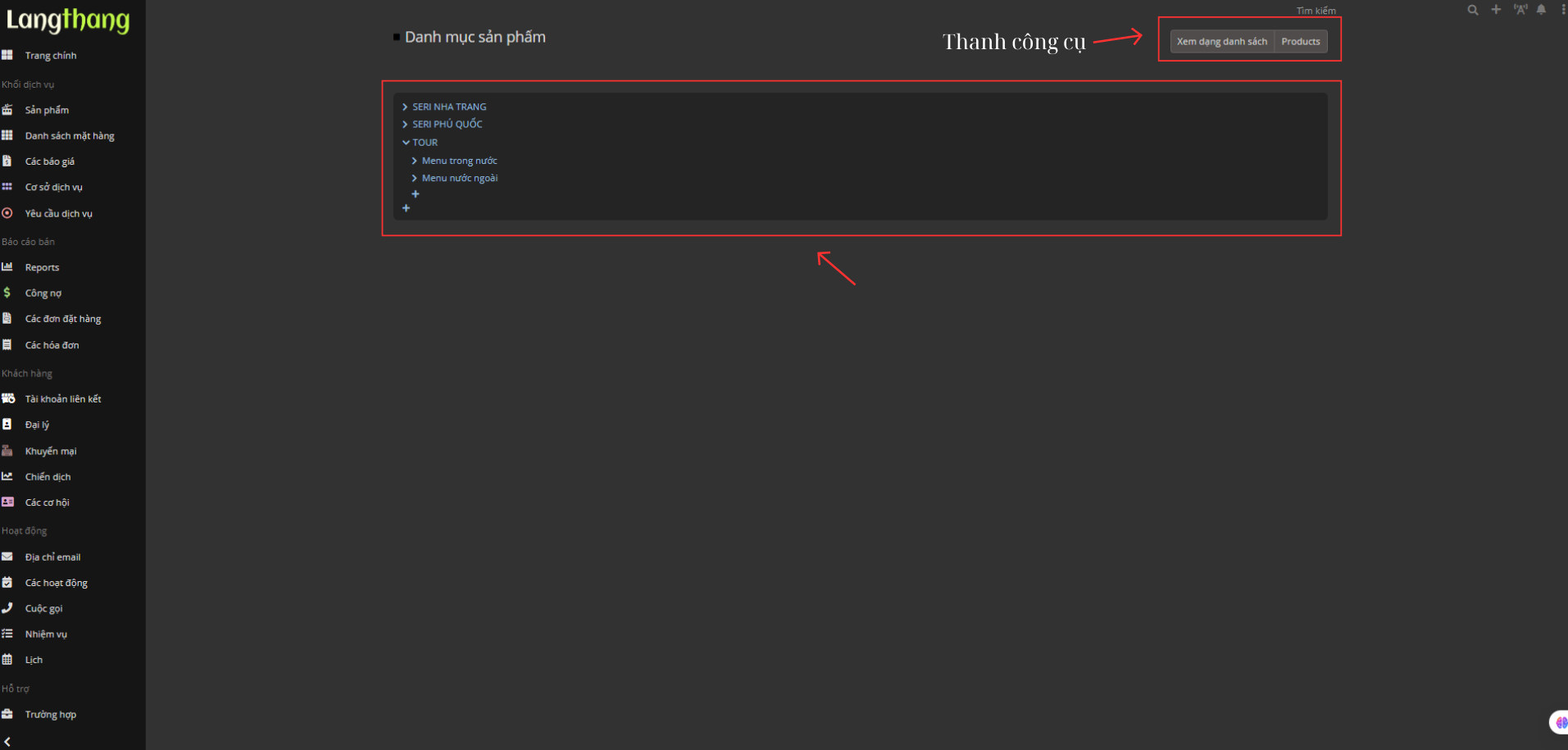 Màn hình tạo sản phẩm