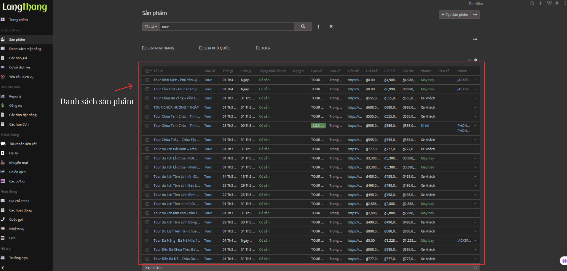 Màn hình tạo sản phẩm