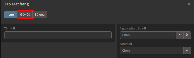 Danh sách mặt hàng từ sidebar