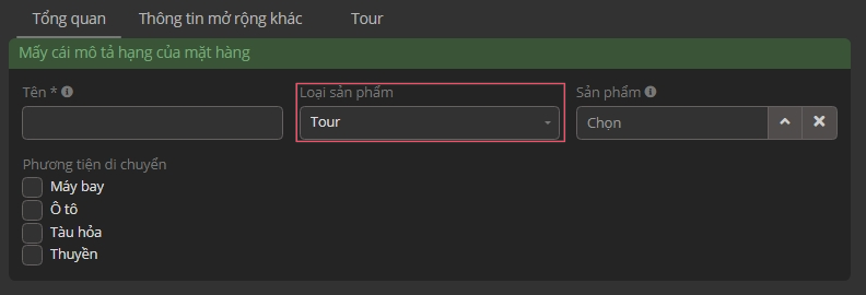 Danh sách mặt hàng từ sidebar