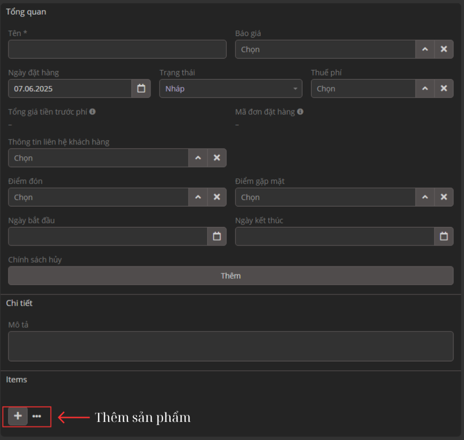 Tạo từ báo giá