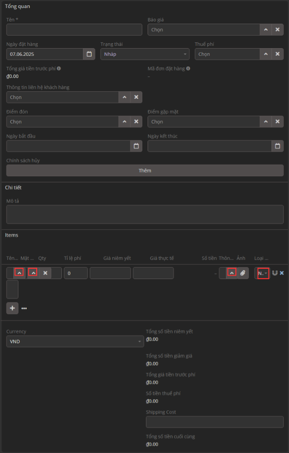 Tạo từ báo giá