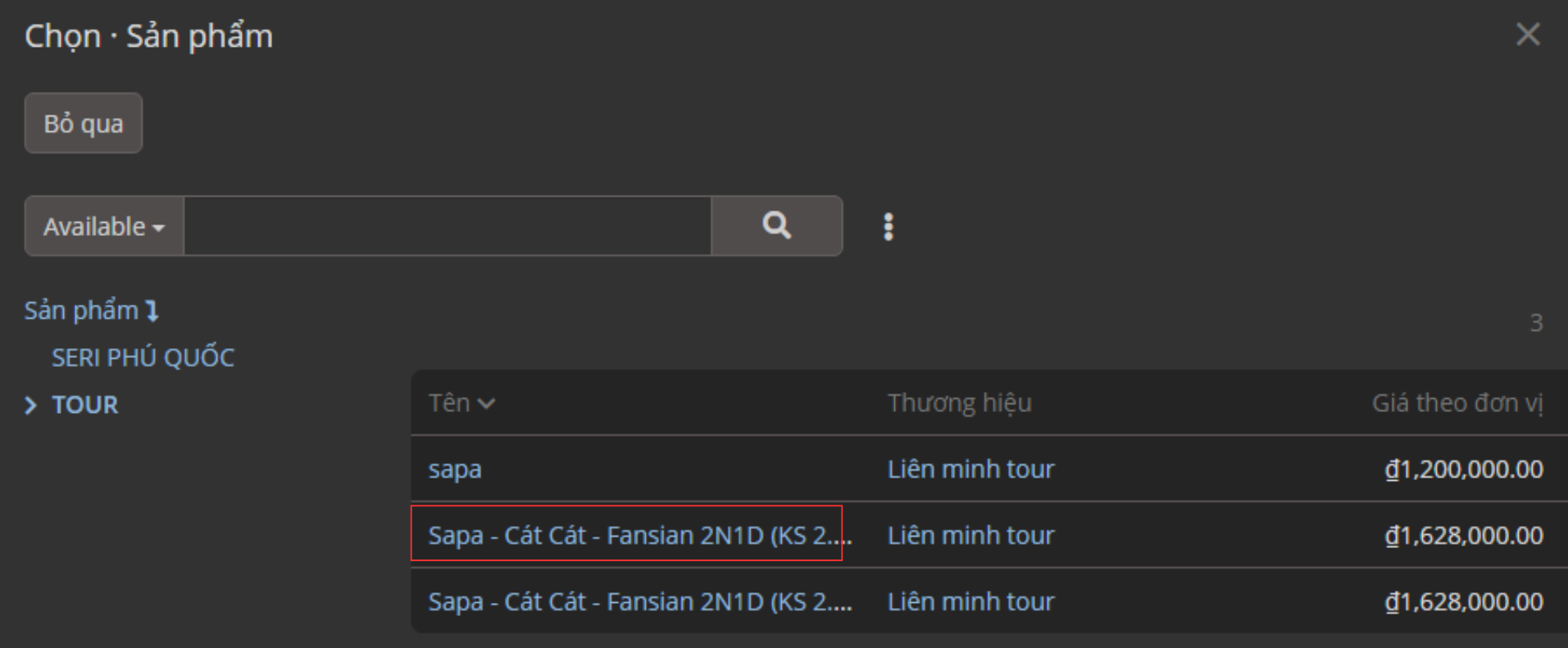 Tạo từ báo giá