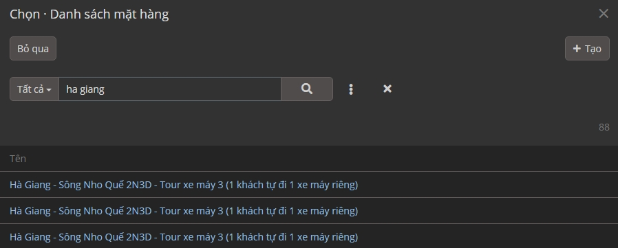 Tạo từ báo giá