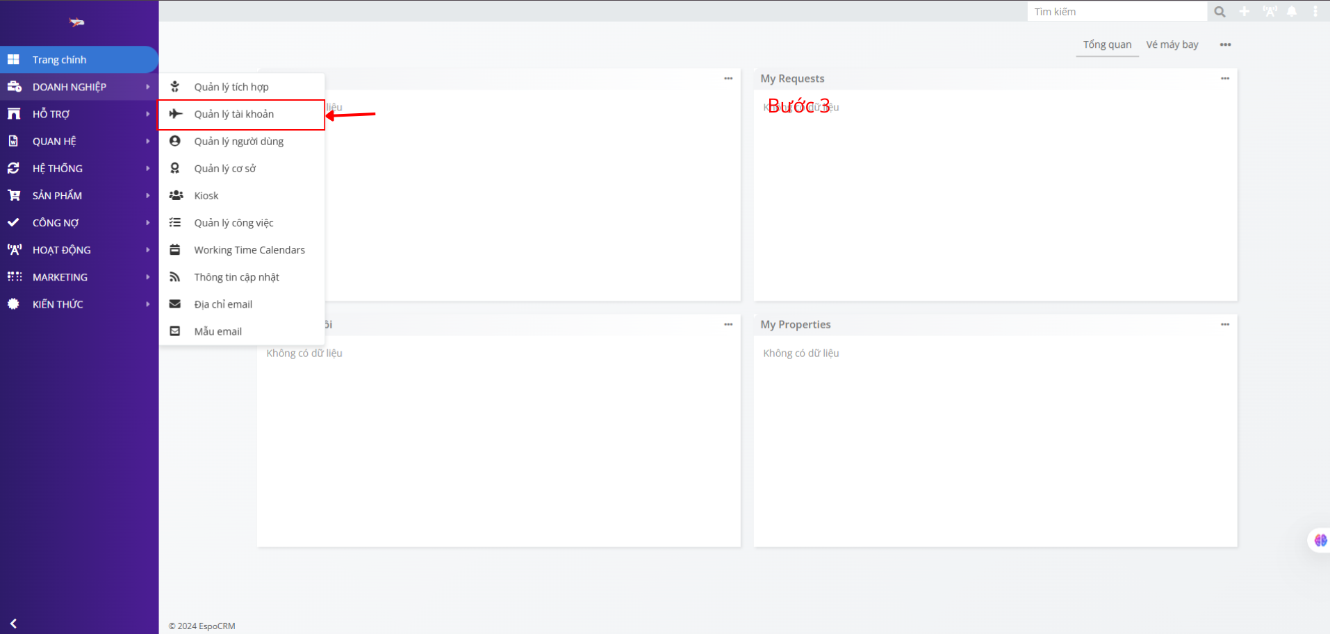 Chọn Quản lý tài khoản